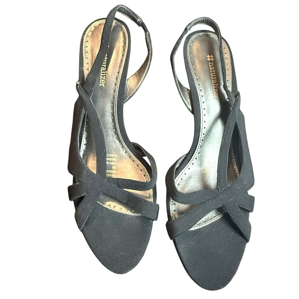 Naturalizer Prissy Black Fabric Slingback Heels Size 8M